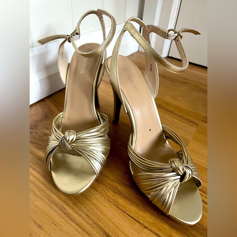 Size 38 gold Jo Mercer heels - Picture 1 of 4